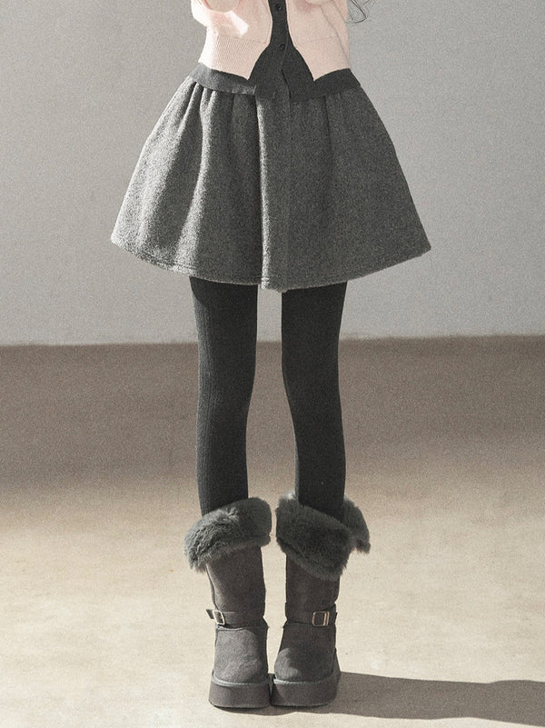 AOMALM - "Winter Traces" Dark Heather Gray Pleated A-Line Mini Skirt