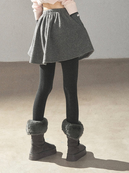 AOMALM - "Winter Traces" Dark Heather Gray Pleated A-Line Mini Skirt