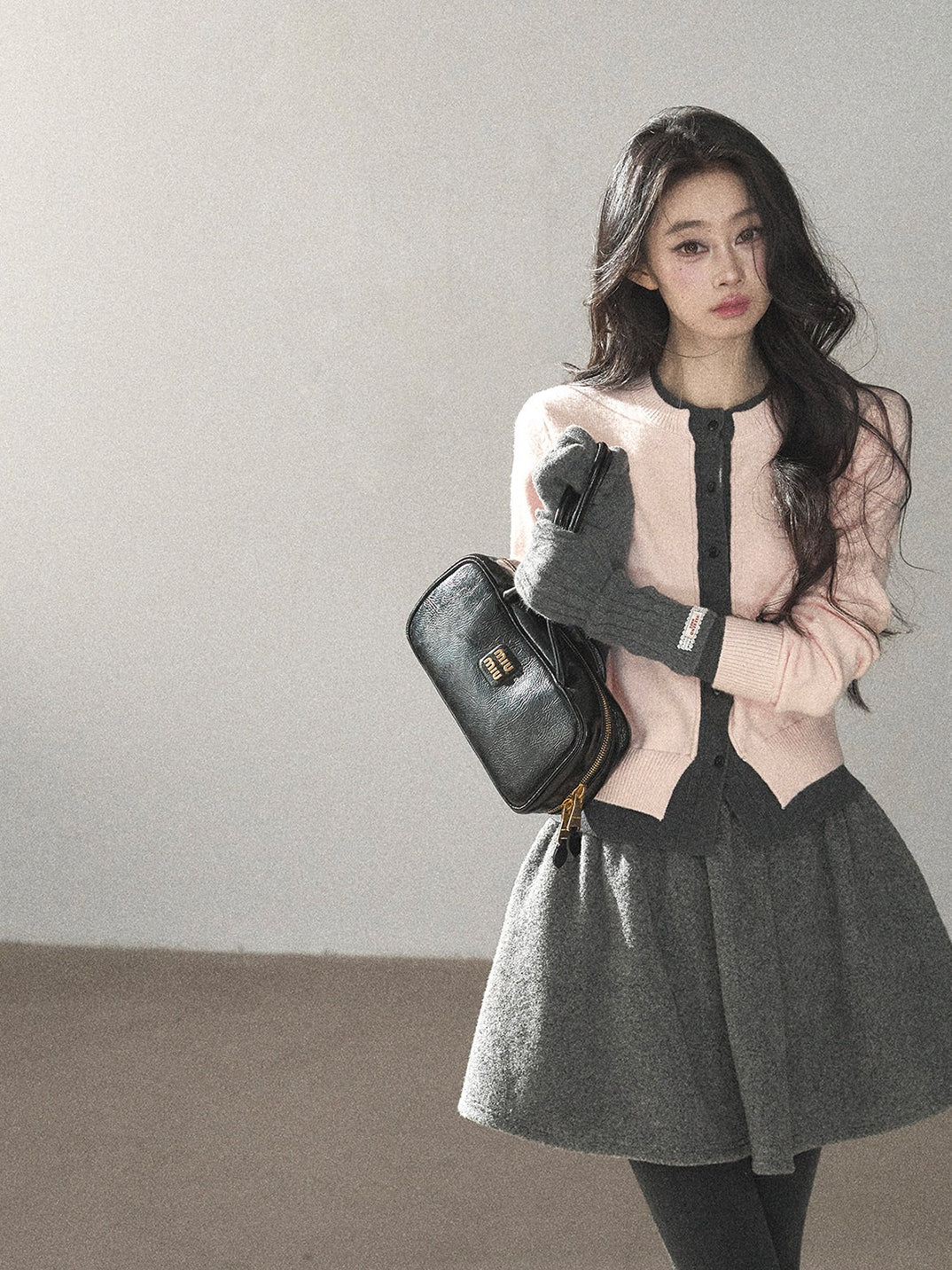 AOMALM - "Winter Traces" Dark Heather Gray Pleated A-Line Mini Skirt