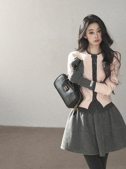 AOMALM - "Winter Traces" Dark Heather Gray Pleated A-Line Mini Skirt