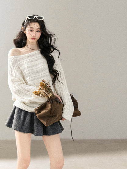 AOMALM - "Winter Traces" Dark Heather Gray Pleated A-Line Mini Skirt