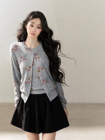AOMALM - "Winter Traces" Black Pleated A-Line Mini Skirt