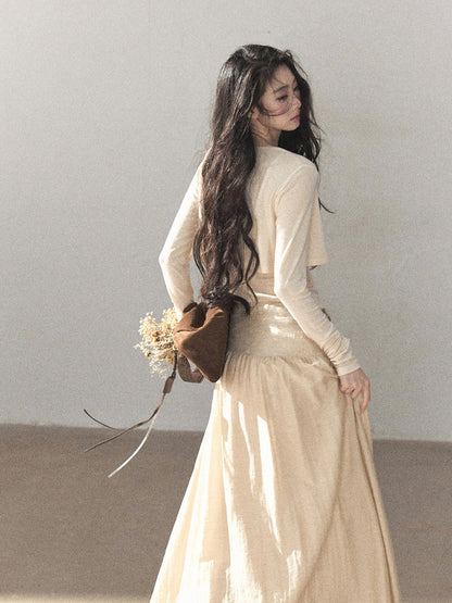 AOMALM - Cream Linen-Blend 3-Piece Set with Beaded Details