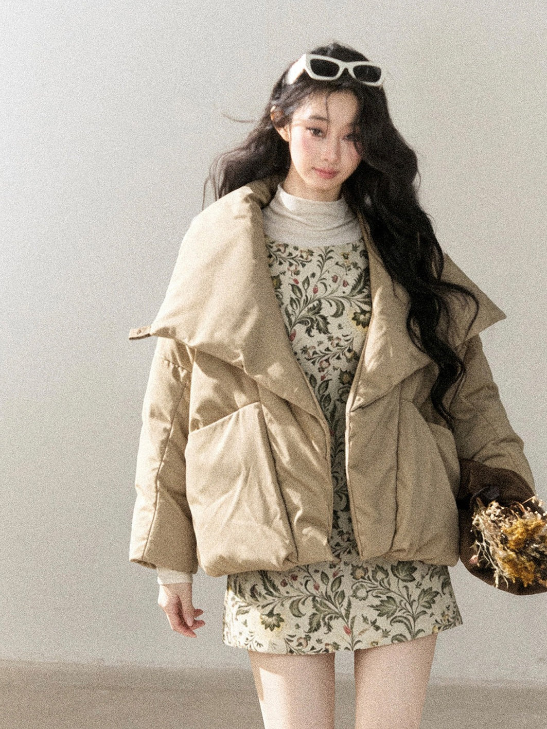 AOMALM - “Snow’s Fluffy Lightness” 90% White Duck Down Puffer Jacket – Milk Tea
