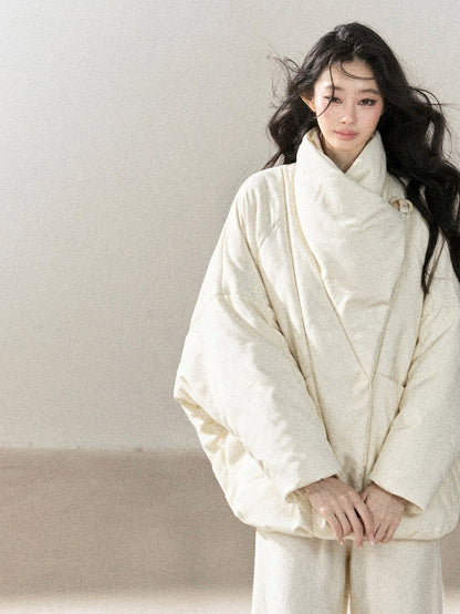 AOMALM - “Snow’s Fluffy Lightness” 90% White Duck Down Puffer Jacket – Milky Almond