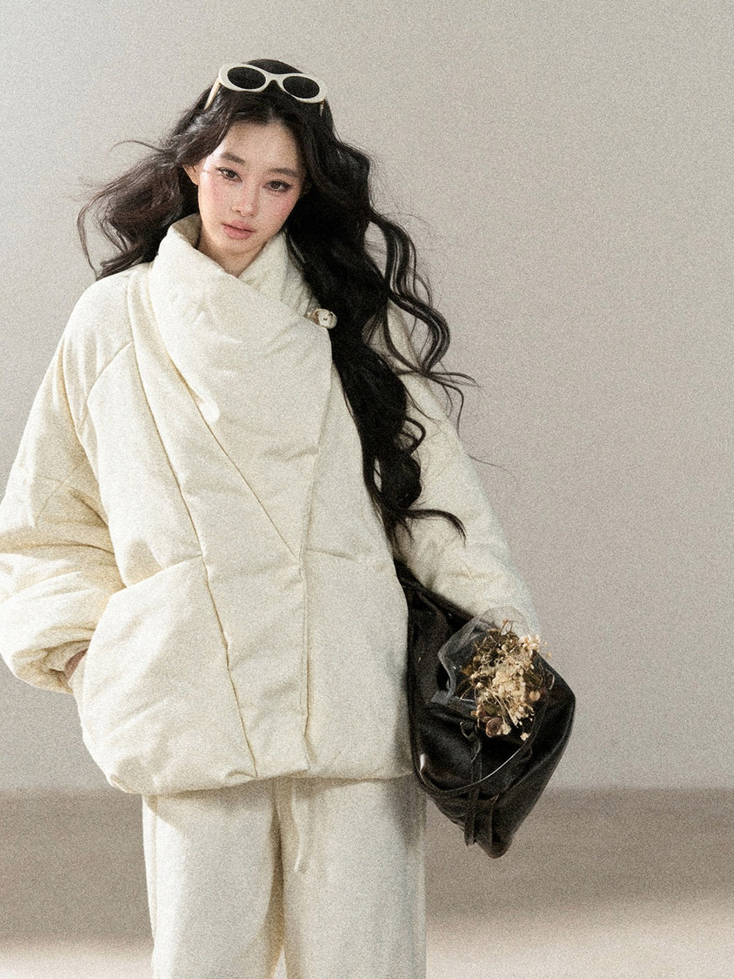AOMALM - “Snow’s Fluffy Lightness” 90% White Duck Down Puffer Jacket – Milky Almond