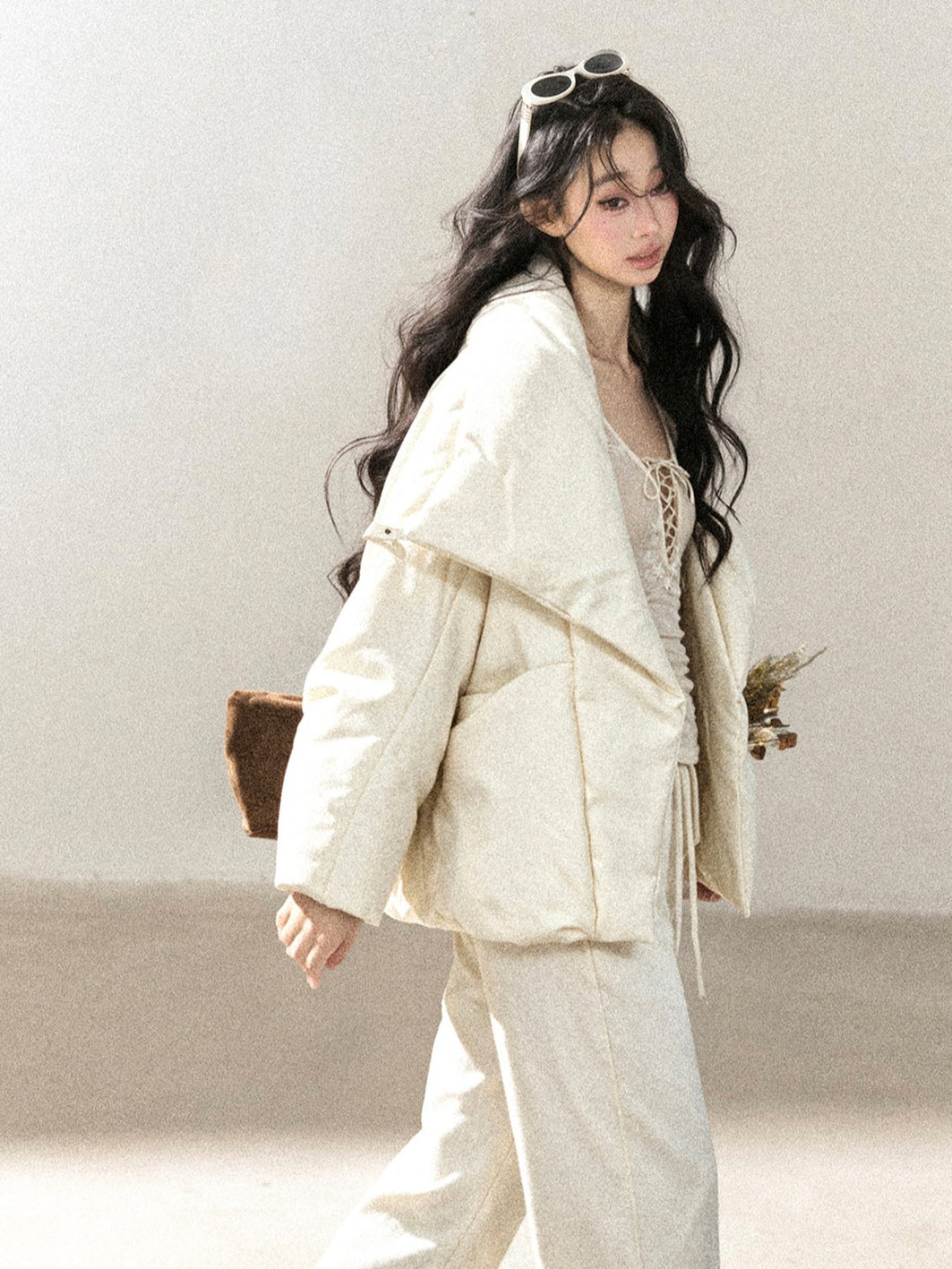 AOMALM - “Snow’s Fluffy Lightness” 90% White Duck Down Puffer Jacket – Milky Almond