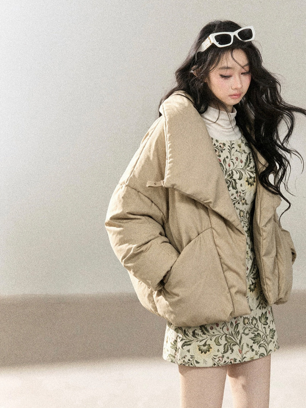 AOMALM - “Snow’s Fluffy Lightness” 90% White Duck Down Puffer Jacket – Milk Tea