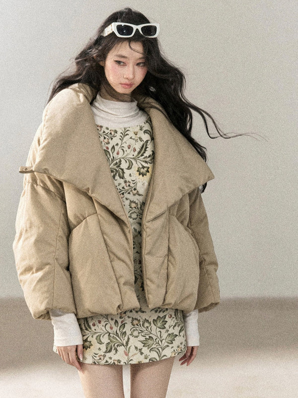 AOMALM - “Snow’s Fluffy Lightness” 90% White Duck Down Puffer Jacket – Milk Tea