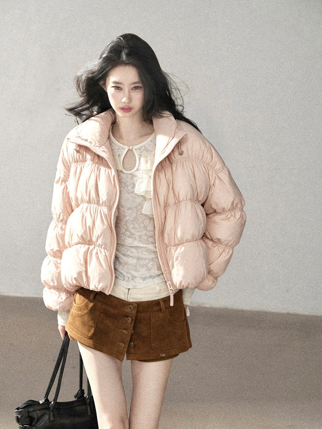 AOMALM - “She Gazes at Snow” 90% White Duck Down Puffer Jacket – Dusty Lilac