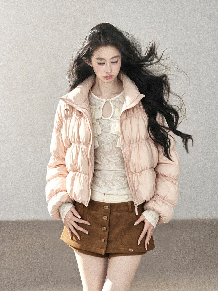 AOMALM - “She Gazes at Snow” 90% White Duck Down Puffer Jacket – Dusty Lilac