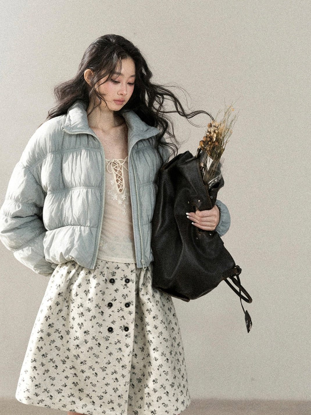 AOMALM - “She Gazes at Snow” 90% White Duck Down Puffer Jacket – Dusty Lilac