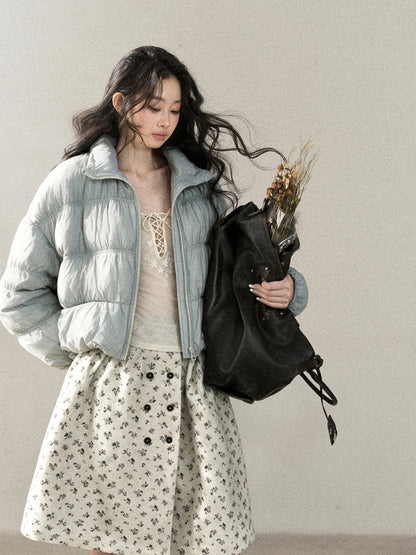 AOMALM - “She Gazes at Snow” 90% White Duck Down Puffer Jacket – Dusty Lilac
