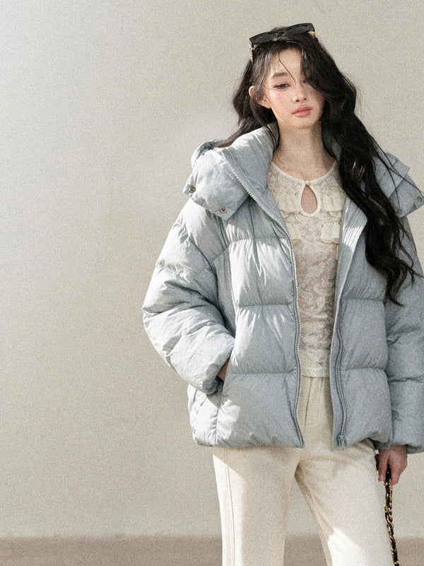 AOMALM - "Snowmelt Warmth" 90% White Duck Down Puffer Jacket – Glacier Blue