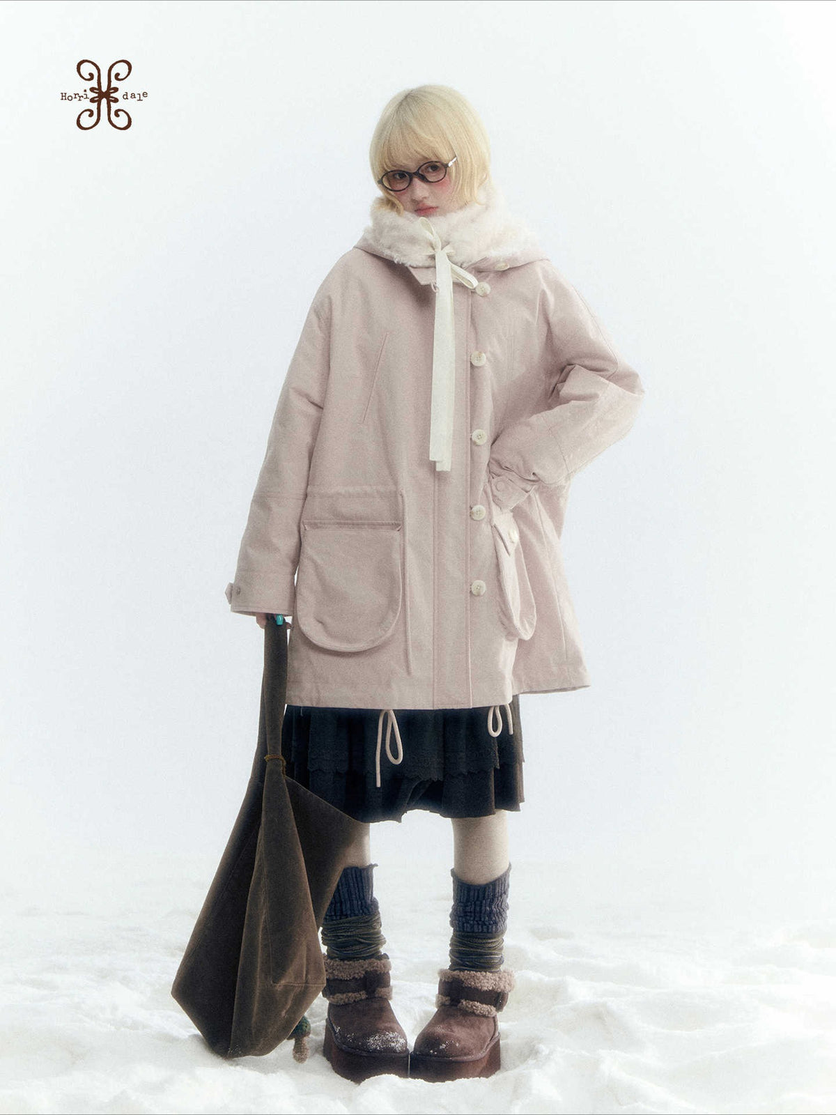 Horridale - Vintage Washed 90% White Duck Down Parka with Faux Fur Hood - Shell Pink