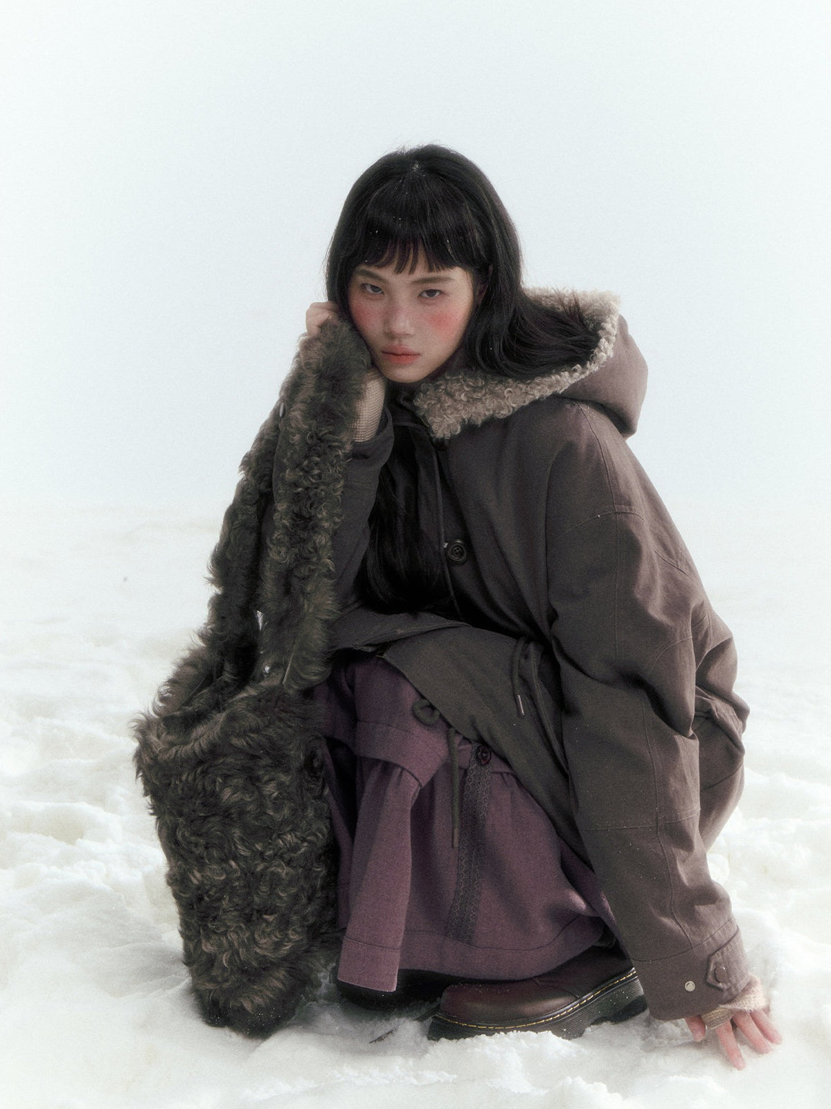 Horridale - Vintage Washed 90% White Duck Down Parka with Faux Fur Hood - Coffee Brown
