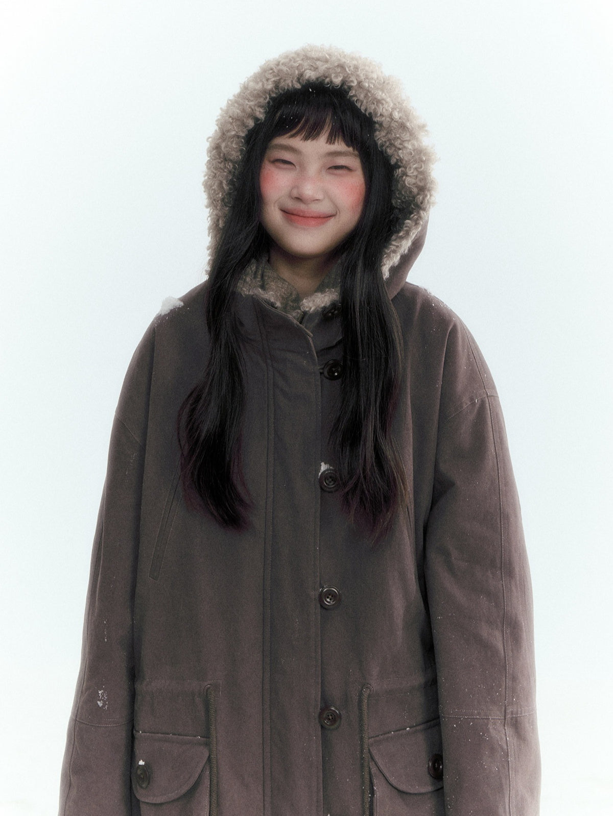 Horridale - Vintage Washed 90% White Duck Down Parka with Faux Fur Hood - Coffee Brown