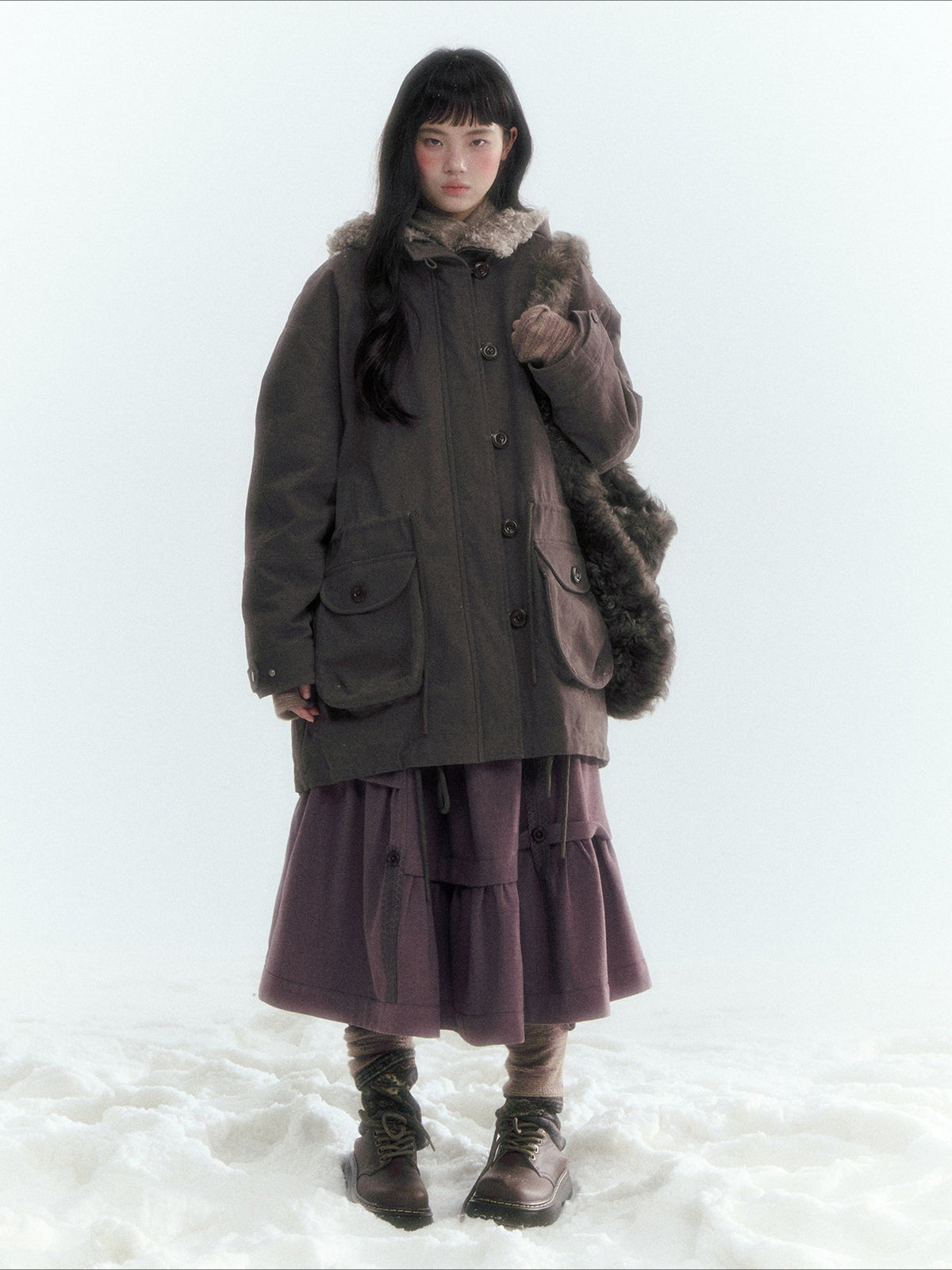 Horridale - Vintage Washed 90% White Duck Down Parka with Faux Fur Hood - Coffee Brown
