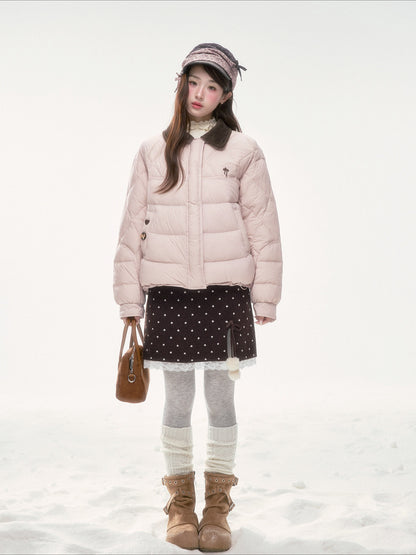 BIBIBENCY - Brown Polka Dot A-Line Knit Skirt with Bow Details