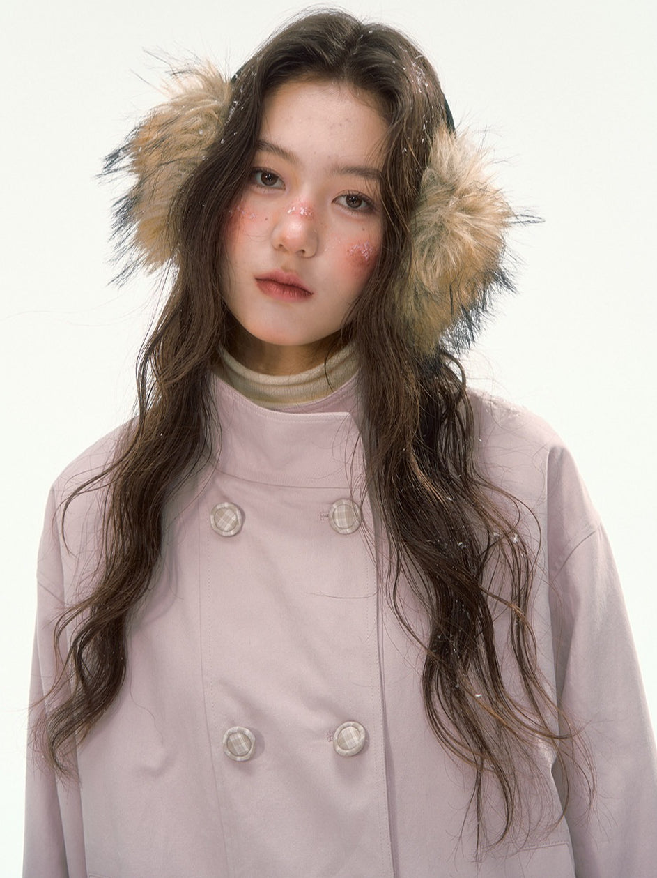 CANSTORE - "Peach Cloud" Pink Quilted Double-Breasted Jacket