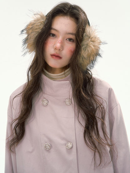CANSTORE - "Peach Cloud" Pink Quilted Double-Breasted Jacket