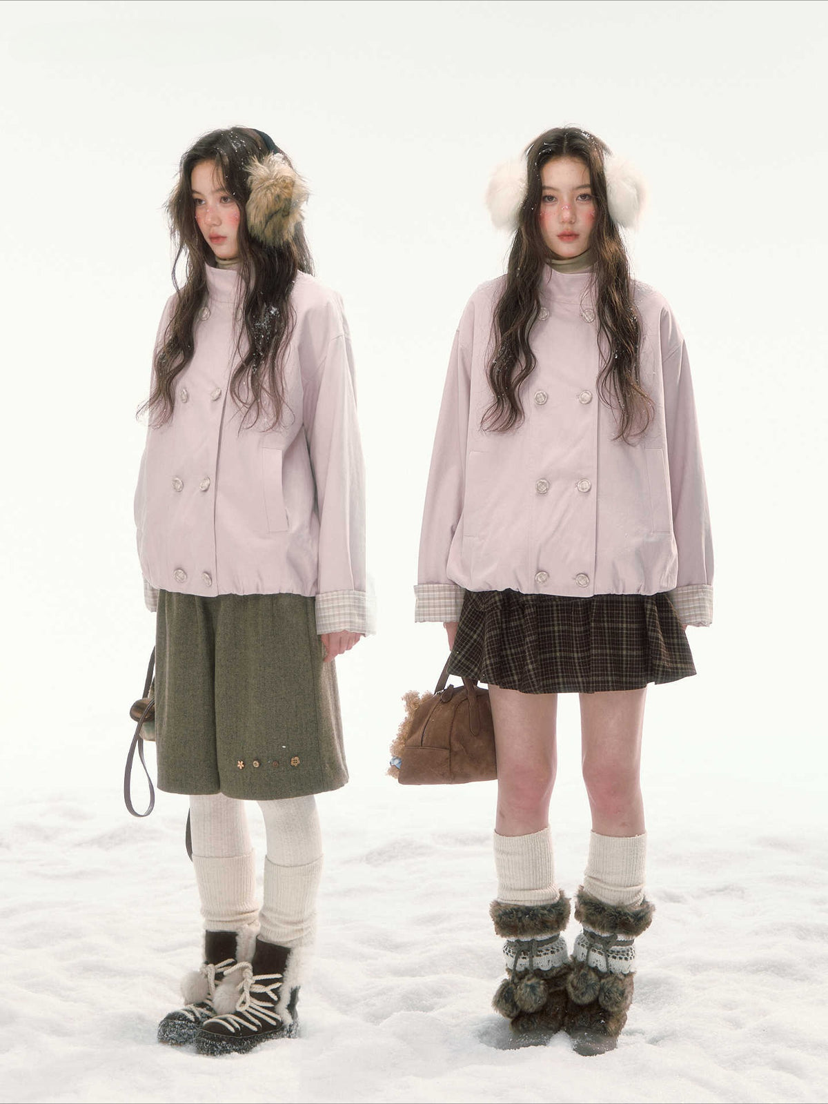 CANSTORE - "Peach Cloud" Pink Quilted Double-Breasted Jacket