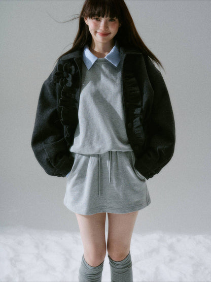 LOST FOREST - Radiant Seasons Japanese Collegiate Sweatshirt & Skirt Set – Gray