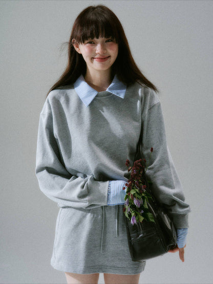 LOST FOREST - Radiant Seasons Japanese Collegiate Sweatshirt & Skirt Set – Gray