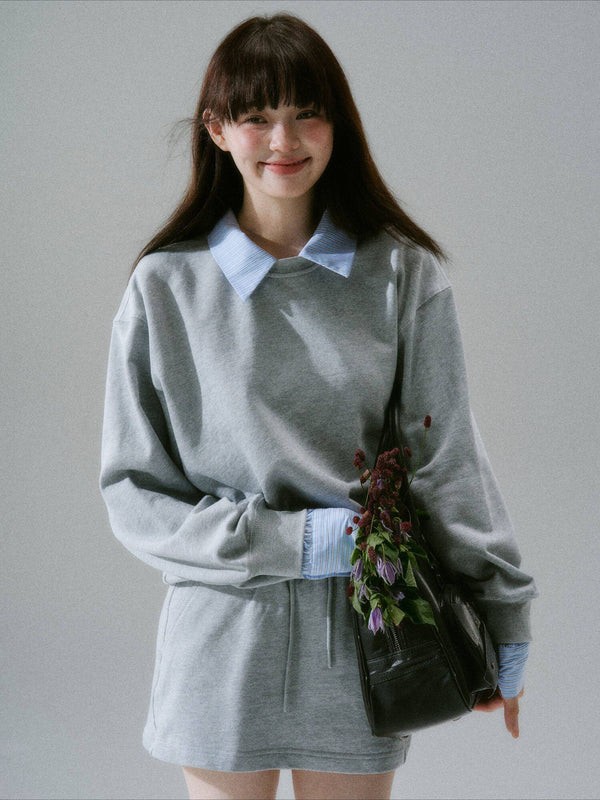 LOST FOREST - Radiant Seasons Japanese Collegiate Sweatshirt & Skirt Set – Gray