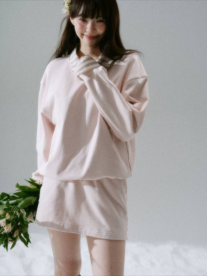 LOST FOREST - Radiant Seasons Japanese Collegiate Sweatshirt & Skirt Set – Pink
