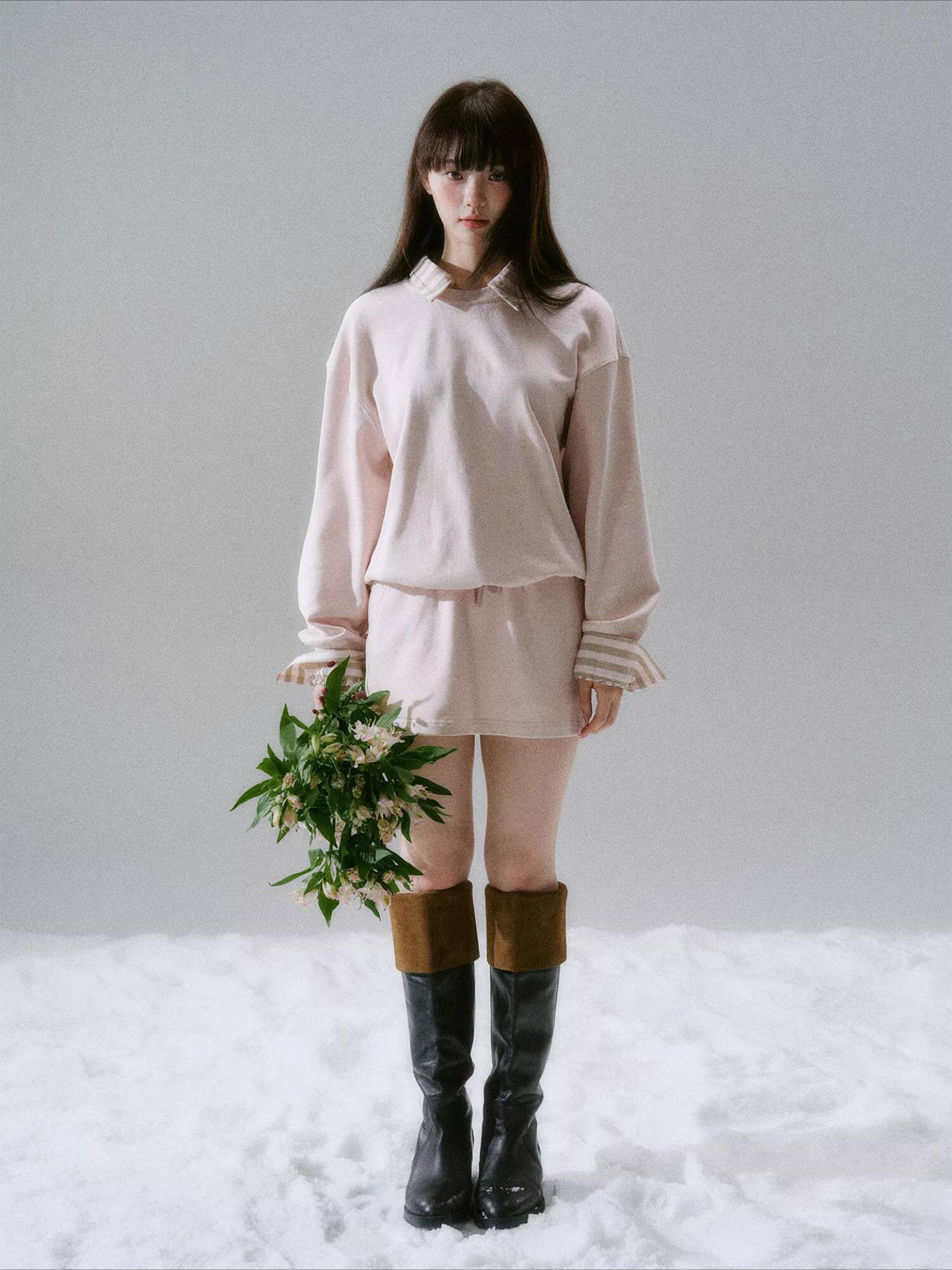 LOST FOREST - Radiant Seasons Japanese Collegiate Sweatshirt & Skirt Set – Pink