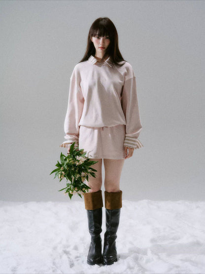 LOST FOREST - Radiant Seasons Japanese Collegiate Sweatshirt & Skirt Set – Pink