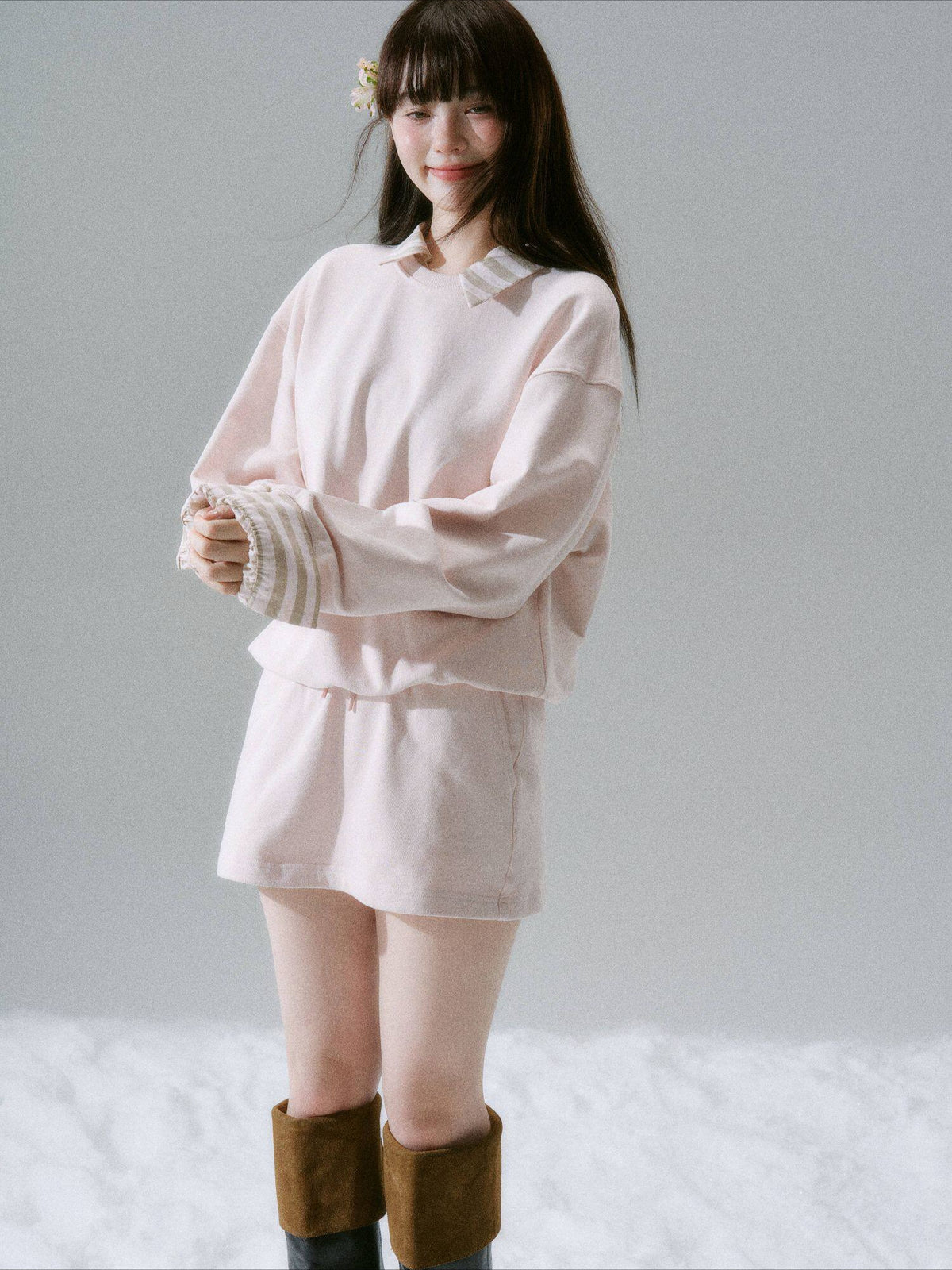 LOST FOREST - Radiant Seasons Japanese Collegiate Sweatshirt & Skirt Set – Pink