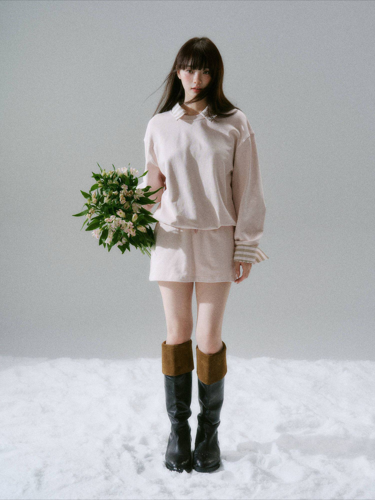 LOST FOREST - Radiant Seasons Japanese Collegiate Sweatshirt & Skirt Set – Pink