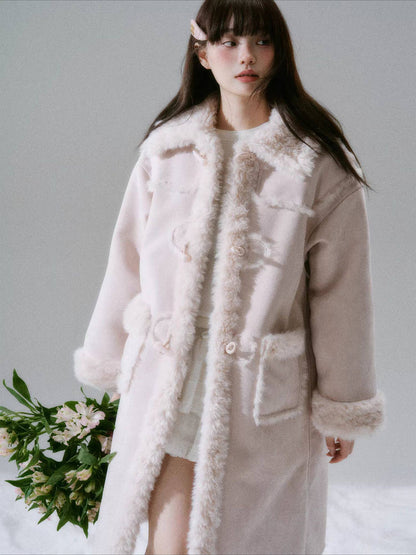 LOST FOREST - Cream Oak Vintage Collegiate Faux Fur-Lined Toggle Coat – Daffodil Pink