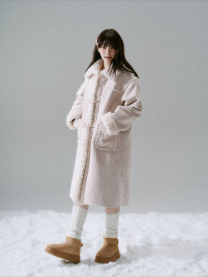LOST FOREST - Cream Oak Vintage Collegiate Faux Fur-Lined Toggle Coat – Daffodil Pink