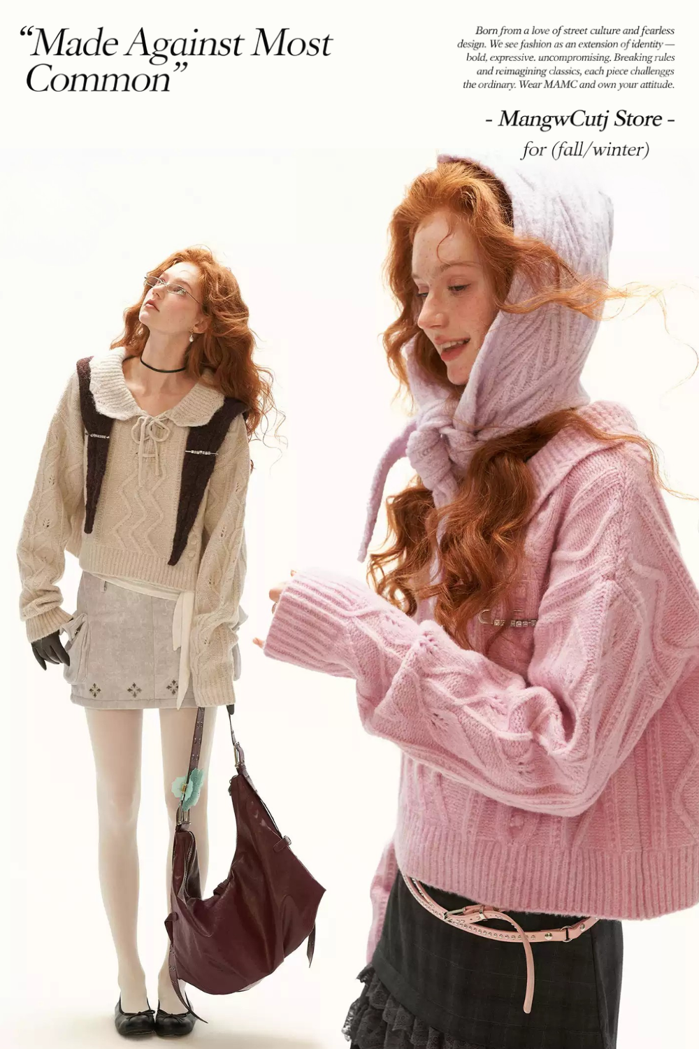 MAMC - Ivory Cable Knit Sweater with Detachable Hooded Shoulder Cape