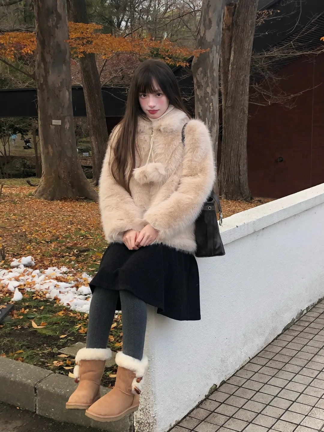 Zzouu - Thickened Fleece Wool Overcoat - Porridge Color