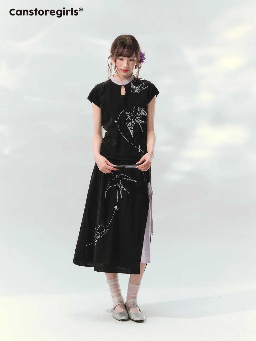 “Swallow Star Path” Modern Chinese Embroidered Skirt Set GZ2026167