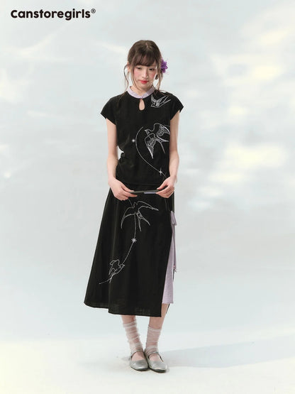 “Swallow Star Path” Modern Chinese Embroidered Skirt Set GZ2026167