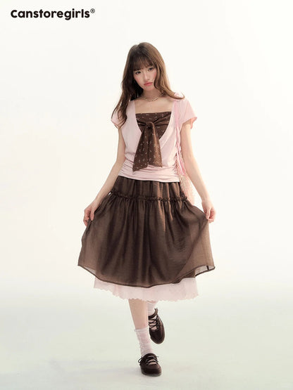 Blush & Cocoa Bow Cami Top Set LL2026072