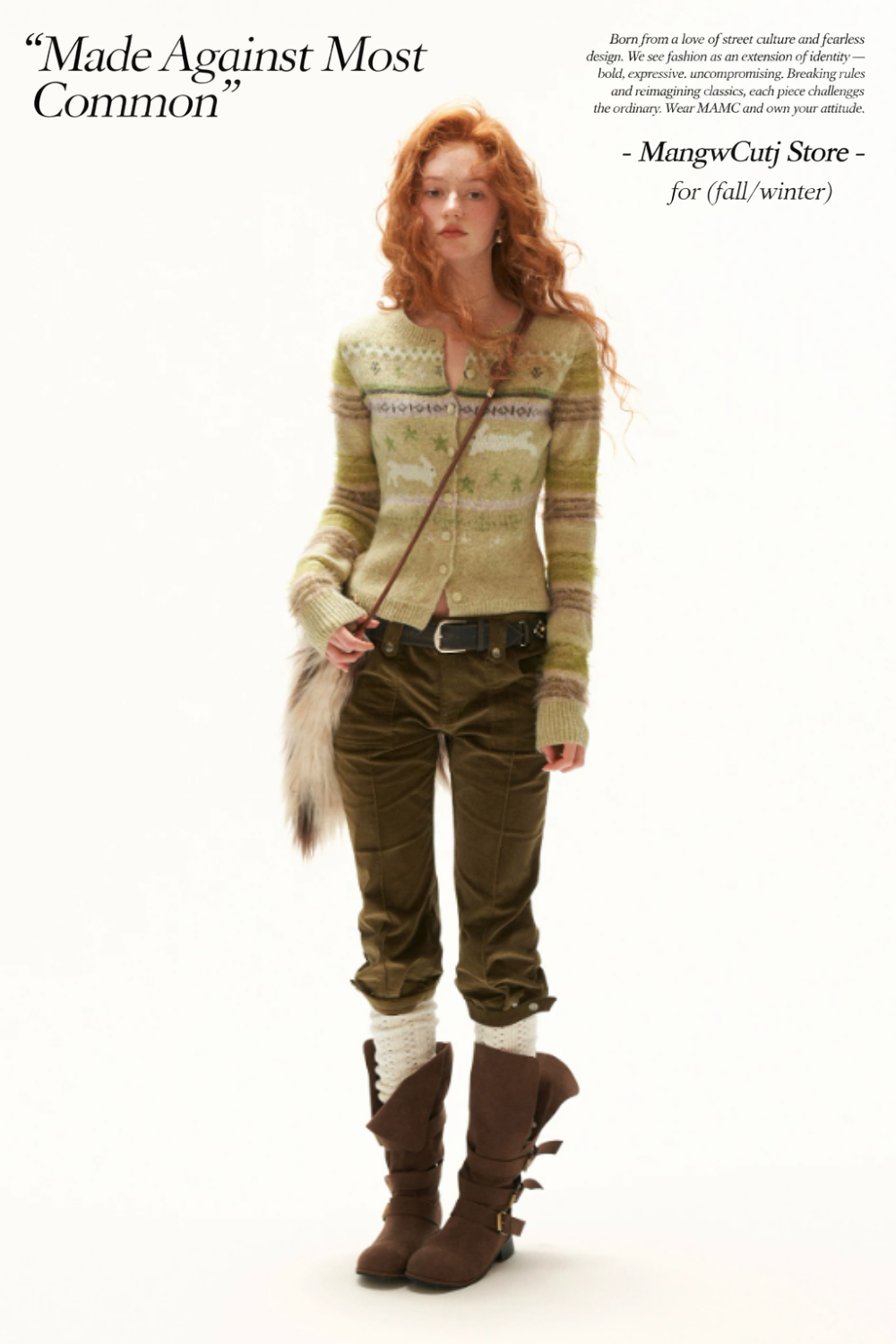 MAMC - Green Fair Isle Rabbit Knit Cardigan