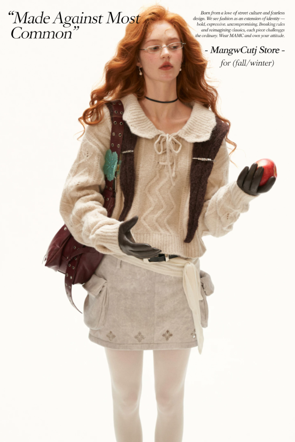 MAMC - Ivory Cable Knit Sweater with Detachable Hooded Shoulder Cape