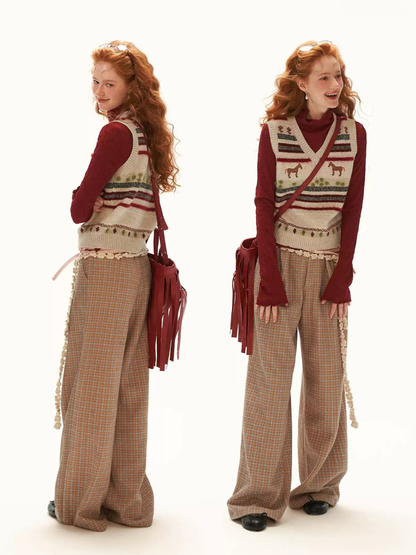 MAMC - Ivory Fair Isle Pony Jacquard Knit Vest