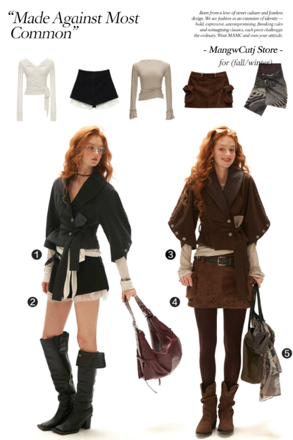 MAMC - Brown Faux Suede Cropped Jacket with Leather-Look Lapels and Belt