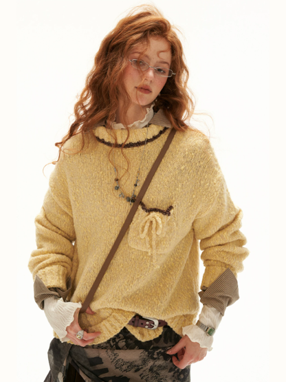 MAMC - Yellow Wool-Blend Turtleneck Sweater with Drawstring Pocket