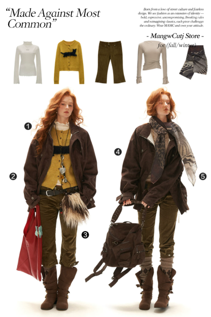 MAMC - Brown Faux Suede Utility Jacket with Adjustable Drawstring Waist