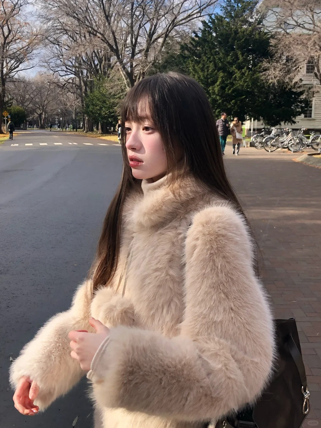 Zzouu - Thickened Fleece Wool Overcoat - Porridge Color