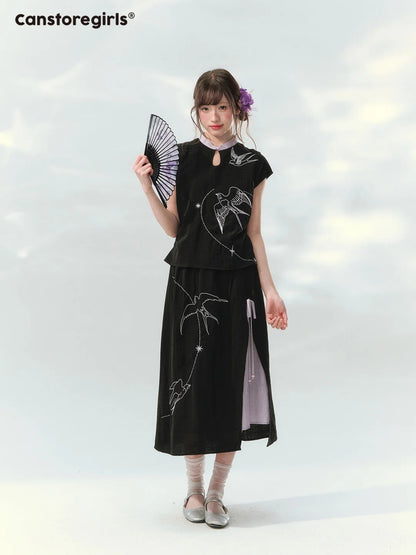 “Swallow Star Path” Modern Chinese Embroidered Skirt Set GZ2026167