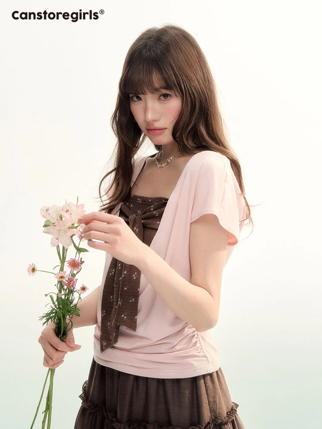 Blush & Cocoa Bow Cami Top Set LL2026072